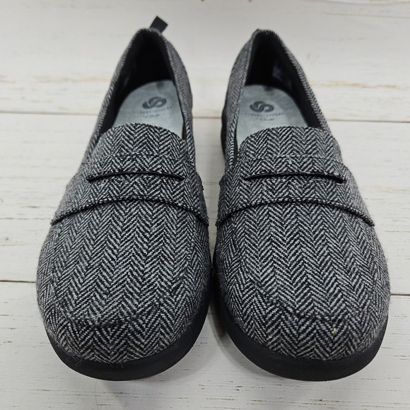 Clarks Cloudsteppers Sillian 2.0 Hope Loafers Womens 8W Black Gray Slip On Shoes - Picture 4 of 10